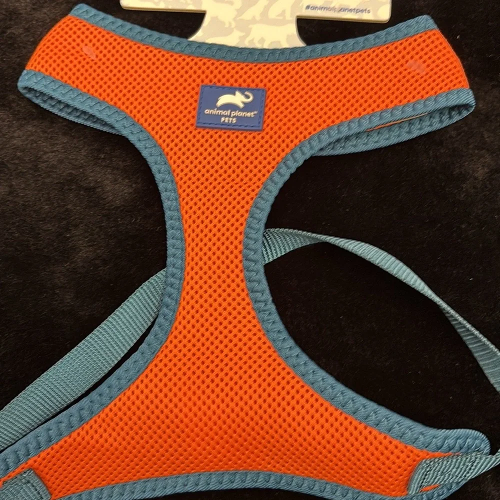 NWT Animal Planet Pets Large Mesh Dog Harness Orange Blue 14” Neck 19-29” Chest